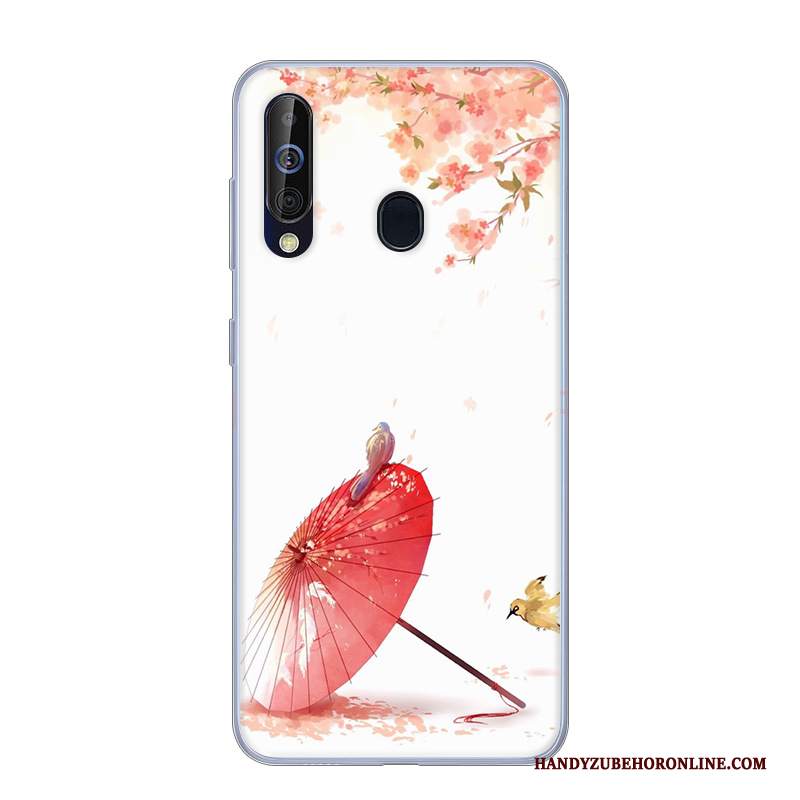 Custodia Samsung Galaxy A60 Cartone Animato Rosa Anti-caduta, Cover Samsung Galaxy A60 Silicone Biancotelefono