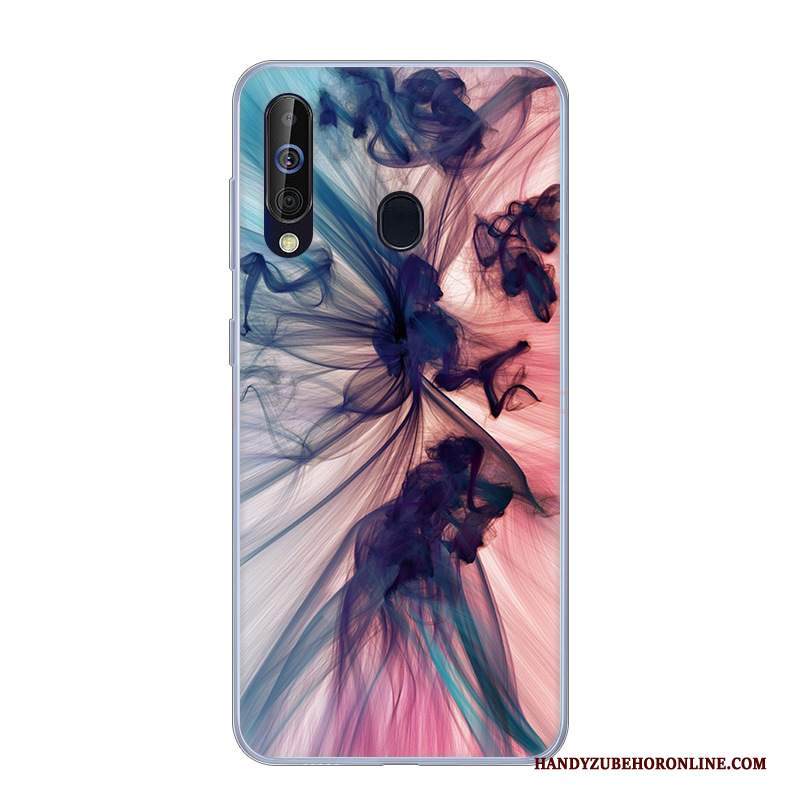 Custodia Samsung Galaxy A60 Cartone Animato Rosa Anti-caduta, Cover Samsung Galaxy A60 Silicone Biancotelefono