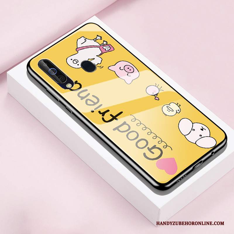 Custodia Samsung Galaxy A60 Creativo Vetro Rosa, Cover Samsung Galaxy A60 Silicone Telefono