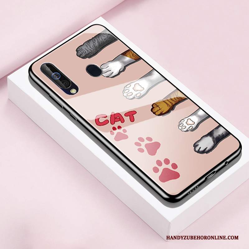 Custodia Samsung Galaxy A60 Creativo Vetro Rosa, Cover Samsung Galaxy A60 Silicone Telefono