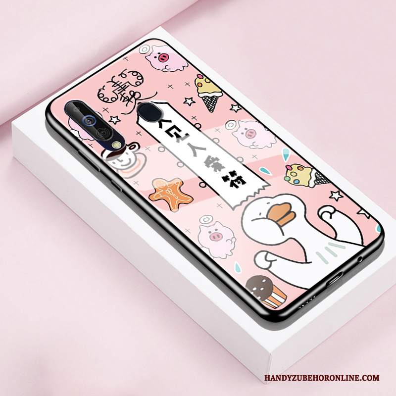 Custodia Samsung Galaxy A60 Creativo Vetro Rosa, Cover Samsung Galaxy A60 Silicone Telefono