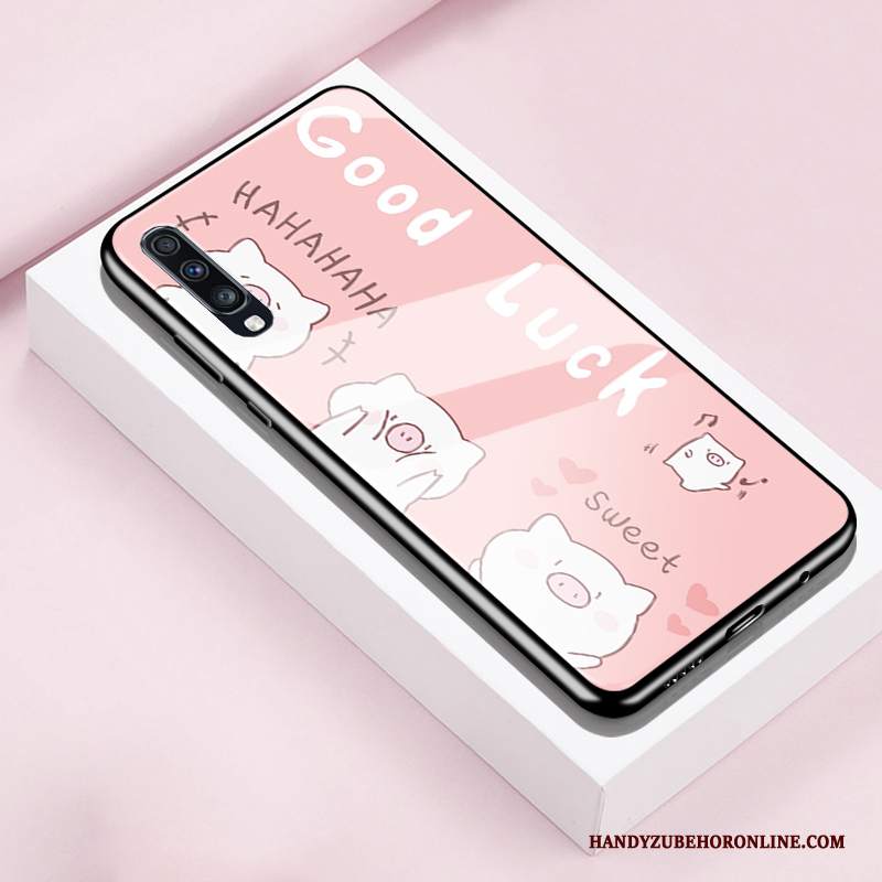 Custodia Samsung Galaxy A60 Creativo Vetro Rosa, Cover Samsung Galaxy A60 Silicone Telefono