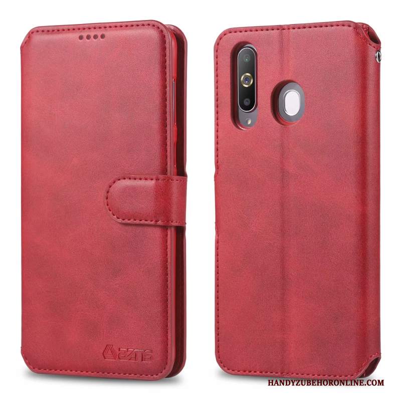 Custodia Samsung Galaxy A60 Folio Tutto Incluso Rosso, Cover Samsung Galaxy A60 Pelle Morbido Anti-caduta