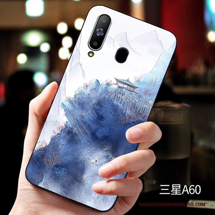 Custodia Samsung Galaxy A60 Goffratura Anti-caduta Morbido, Cover Samsung Galaxy A60 Silicone Telefono Macchiati