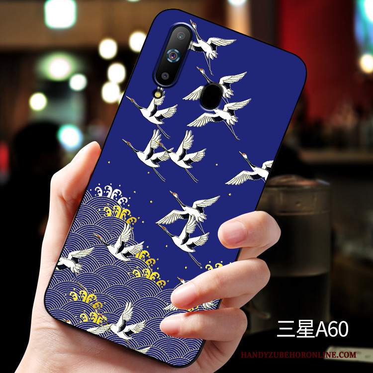 Custodia Samsung Galaxy A60 Goffratura Anti-caduta Morbido, Cover Samsung Galaxy A60 Silicone Telefono Macchiati