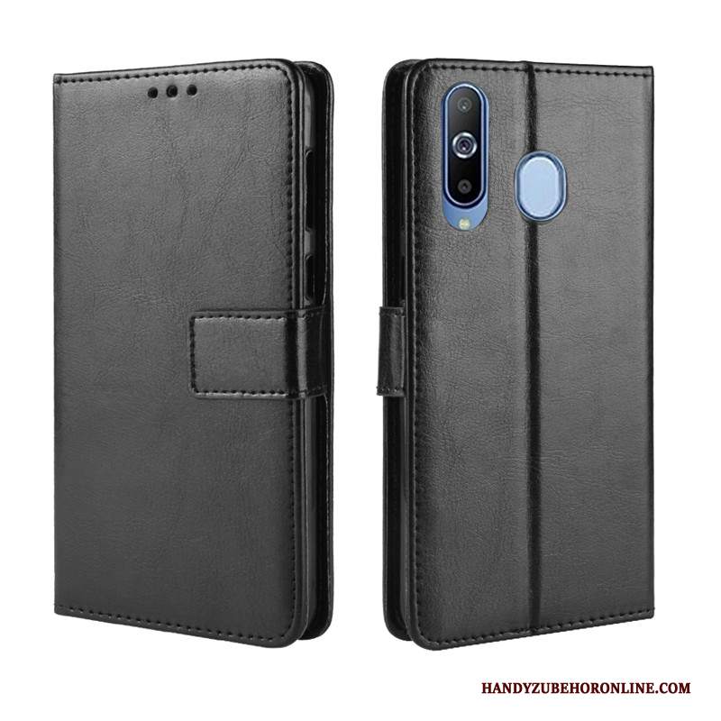 Custodia Samsung Galaxy A60 Portafoglio Ornamenti Appesi Oro, Cover Samsung Galaxy A60 Pelle Telefono