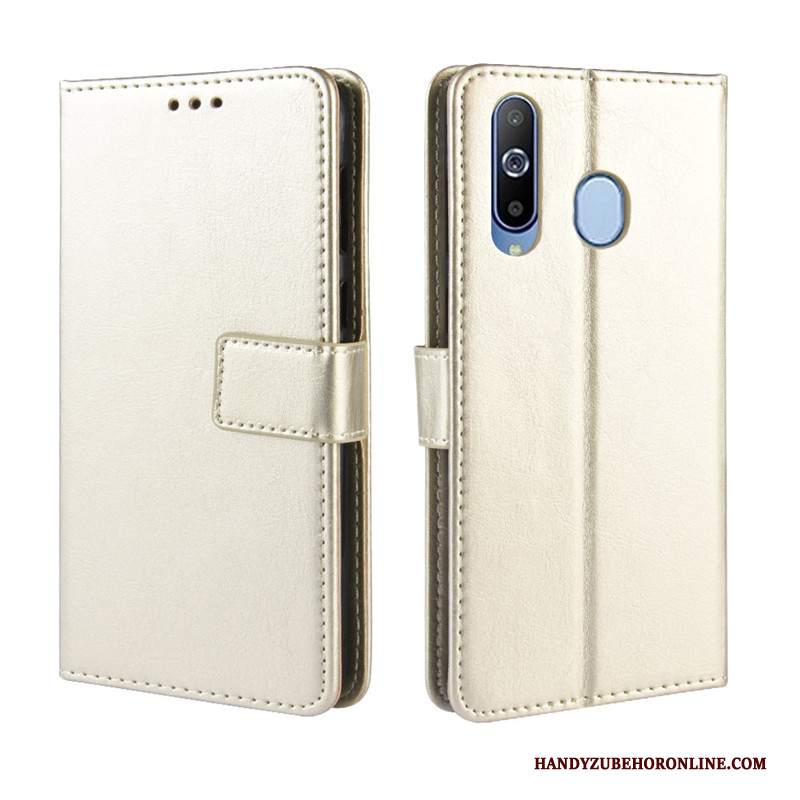 Custodia Samsung Galaxy A60 Portafoglio Ornamenti Appesi Oro, Cover Samsung Galaxy A60 Pelle Telefono