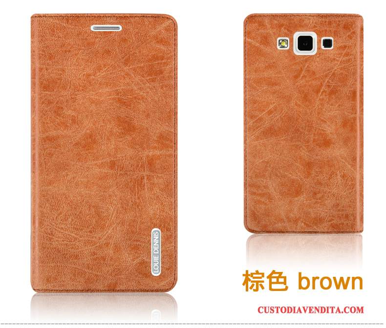 Custodia Samsung Galaxy A7 2015 Folio Tendenzatelefono, Cover Samsung Galaxy A7 2015 Pelle Durevole Arancione