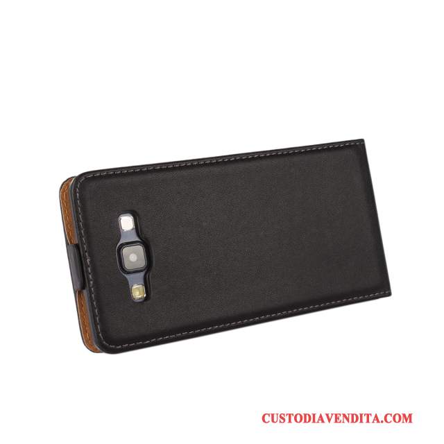 Custodia Samsung Galaxy A7 2015 Pelle Nero Sottili, Cover Samsung Galaxy A7 2015 Protezione Telefono