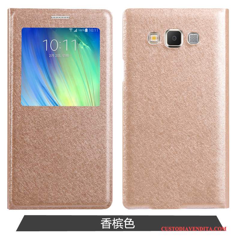 Custodia Samsung Galaxy A7 2015 Protezione Anti-caduta Oro, Cover Samsung Galaxy A7 2015 Folio Telefono