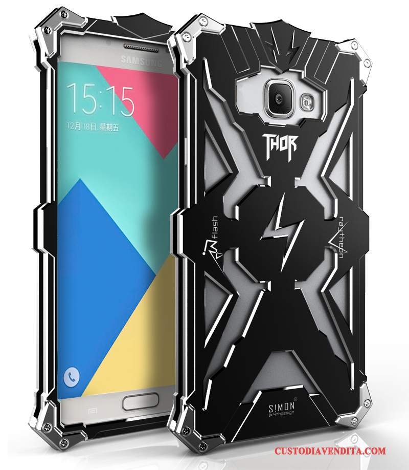 Custodia Samsung Galaxy A7 2015 Protezione Telaio Metallo, Cover Samsung Galaxy A7 2015 Tre Difese Argento