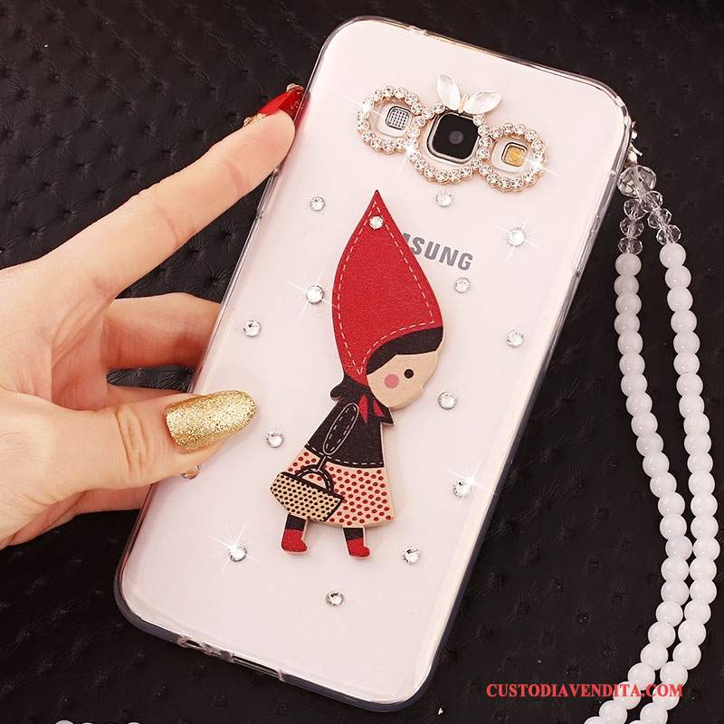 Custodia Samsung Galaxy A7 2015 Silicone Biancotelefono, Cover Samsung Galaxy A7 2015 Strass Ornamenti Appesi Anti-caduta