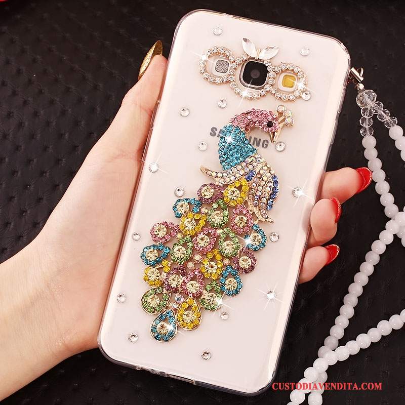 Custodia Samsung Galaxy A7 2015 Silicone Biancotelefono, Cover Samsung Galaxy A7 2015 Strass Ornamenti Appesi Anti-caduta