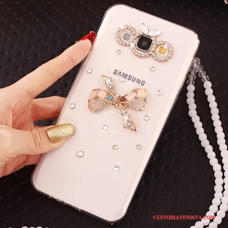 Custodia Samsung Galaxy A7 2015 Silicone Biancotelefono, Cover Samsung Galaxy A7 2015 Strass Ornamenti Appesi Anti-caduta