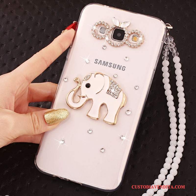 Custodia Samsung Galaxy A7 2015 Silicone Biancotelefono, Cover Samsung Galaxy A7 2015 Strass Ornamenti Appesi Anti-caduta