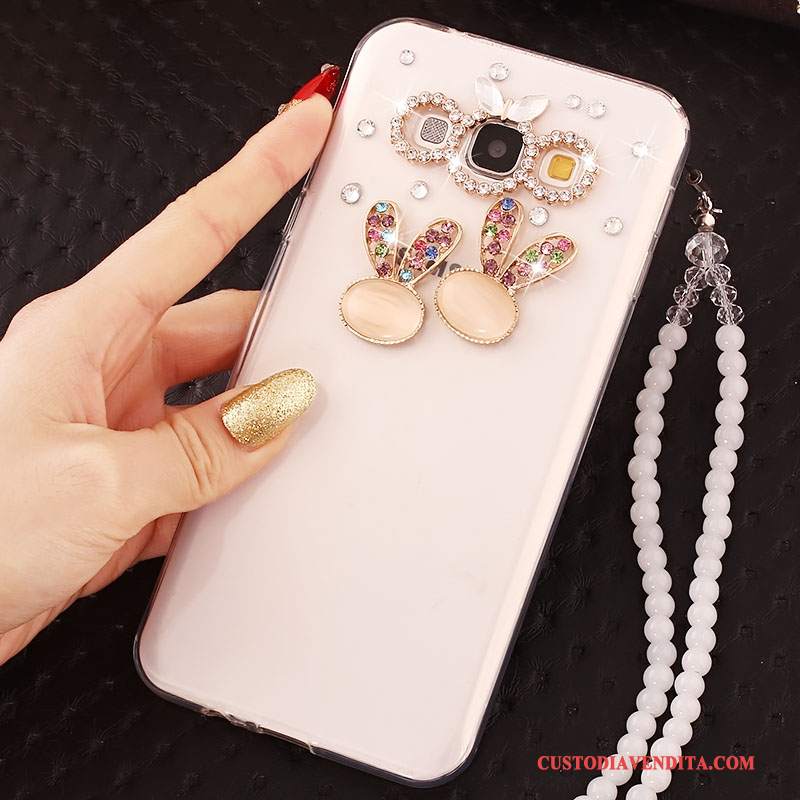 Custodia Samsung Galaxy A7 2015 Silicone Biancotelefono, Cover Samsung Galaxy A7 2015 Strass Ornamenti Appesi Anti-caduta