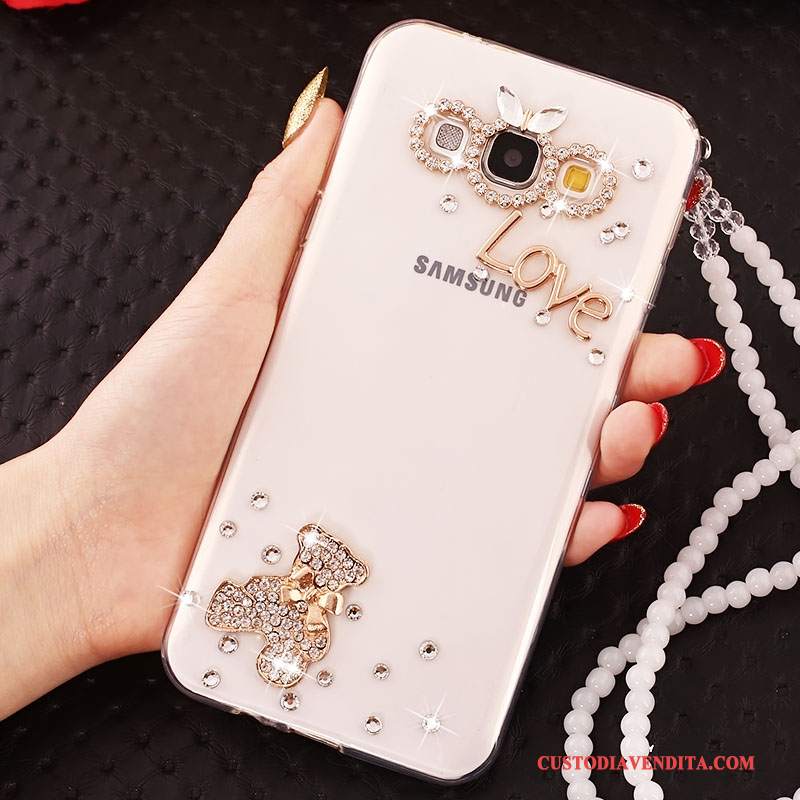 Custodia Samsung Galaxy A7 2015 Silicone Biancotelefono, Cover Samsung Galaxy A7 2015 Strass Ornamenti Appesi Anti-caduta