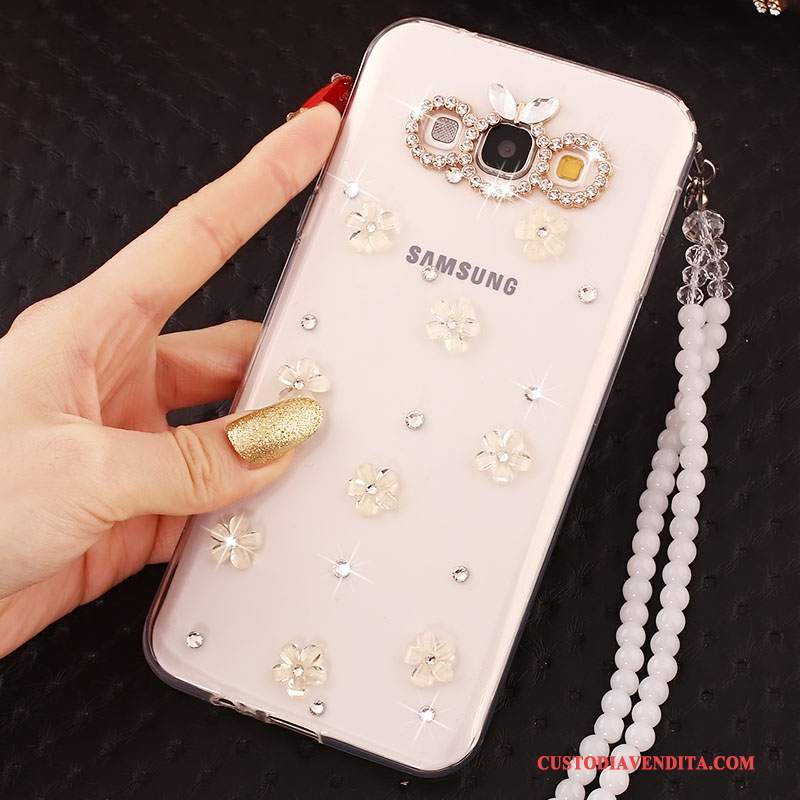 Custodia Samsung Galaxy A7 2015 Silicone Biancotelefono, Cover Samsung Galaxy A7 2015 Strass Ornamenti Appesi Anti-caduta