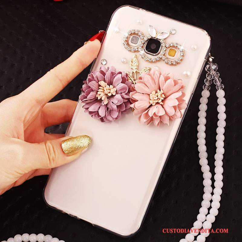 Custodia Samsung Galaxy A7 2015 Silicone Biancotelefono, Cover Samsung Galaxy A7 2015 Strass Ornamenti Appesi Anti-caduta