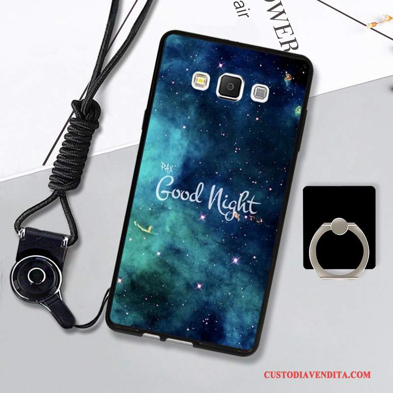 Custodia Samsung Galaxy A7 2015 Silicone Morbidotelefono, Cover Samsung Galaxy A7 2015 Protezione Nero Ornamenti Appesi