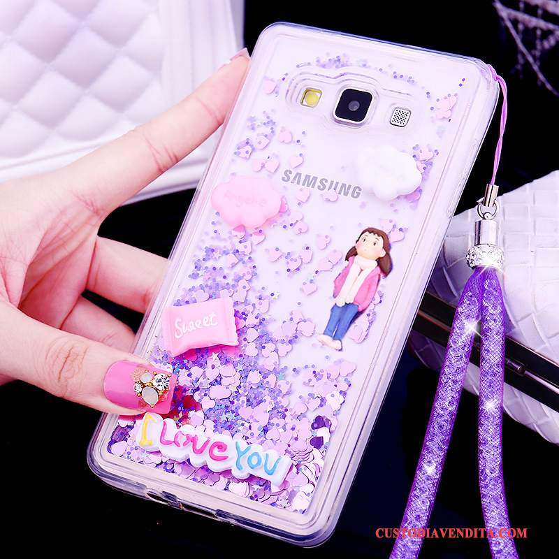 Custodia Samsung Galaxy A7 2015 Silicone Ornamenti Appesi Anti-caduta, Cover Samsung Galaxy A7 2015 Protezione Tendenza Rosa