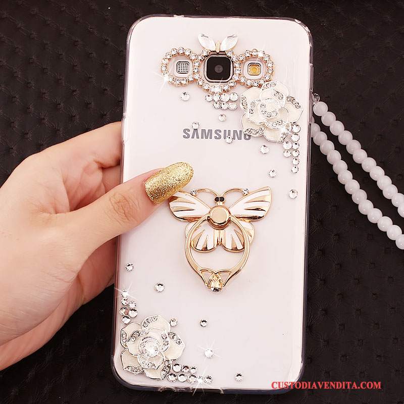 Custodia Samsung Galaxy A7 2015 Silicone Ornamenti Appesi Anti-caduta, Cover Samsung Galaxy A7 2015 Strass Morbido Blu