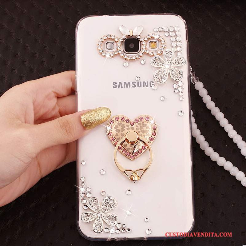 Custodia Samsung Galaxy A7 2015 Silicone Ornamenti Appesi Anti-caduta, Cover Samsung Galaxy A7 2015 Strass Morbido Blu