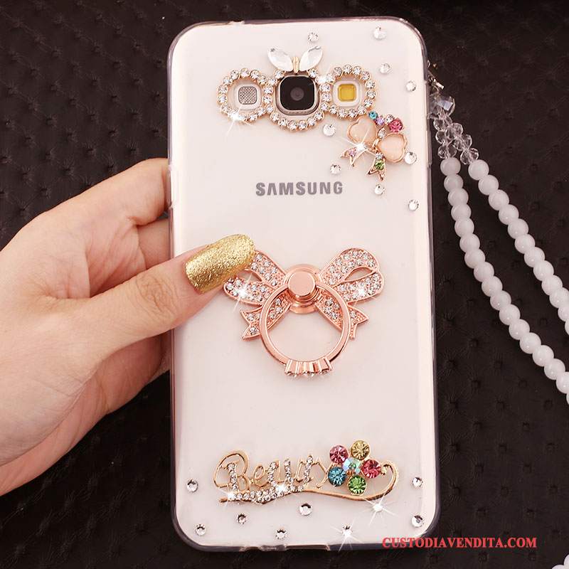 Custodia Samsung Galaxy A7 2015 Silicone Ornamenti Appesi Anti-caduta, Cover Samsung Galaxy A7 2015 Strass Morbido Blu