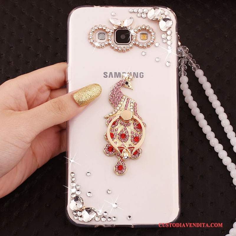 Custodia Samsung Galaxy A7 2015 Silicone Ornamenti Appesi Anti-caduta, Cover Samsung Galaxy A7 2015 Strass Morbido Blu