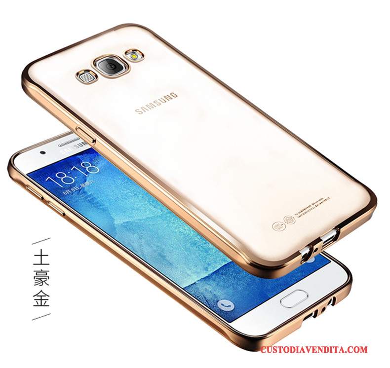 Custodia Samsung Galaxy A7 2015 Silicone Telefono Morbido, Cover Samsung Galaxy A7 2015 Protezione Trasparente Oro