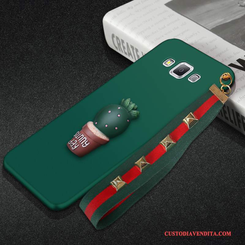 Custodia Samsung Galaxy A7 2015 Silicone Tendenza Verde Scuro, Cover Samsung Galaxy A7 2015 Protezione Telefono Macchiati