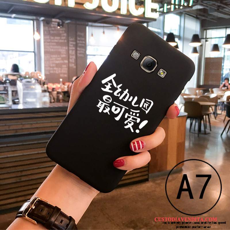 Custodia Samsung Galaxy A7 2015 Silicone Tutto Incluso Morbido, Cover Samsung Galaxy A7 2015 Cartone Animato Nero Tendenza