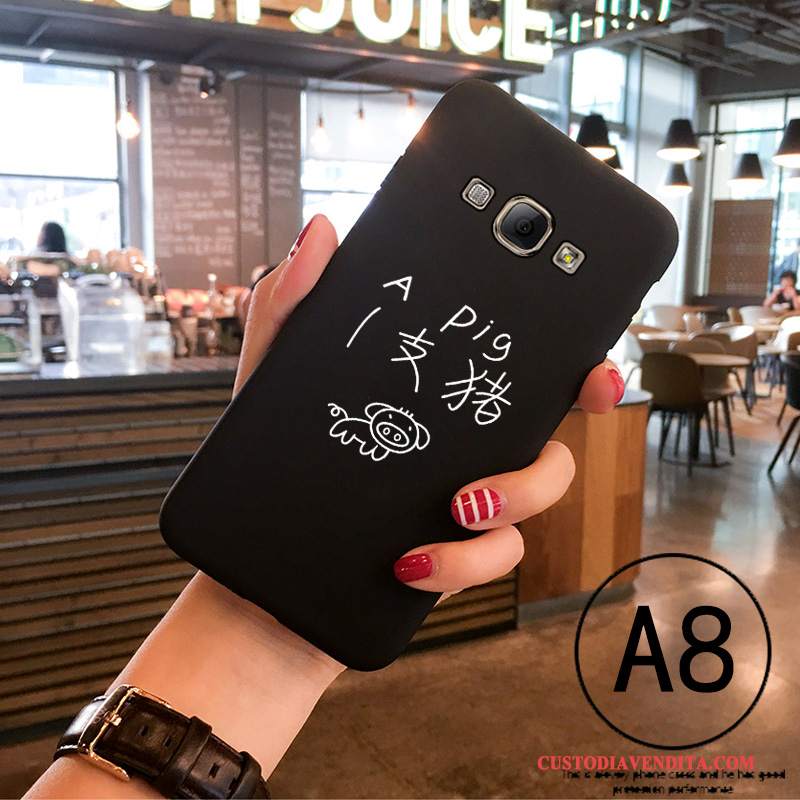 Custodia Samsung Galaxy A7 2015 Silicone Tutto Incluso Morbido, Cover Samsung Galaxy A7 2015 Cartone Animato Nero Tendenza