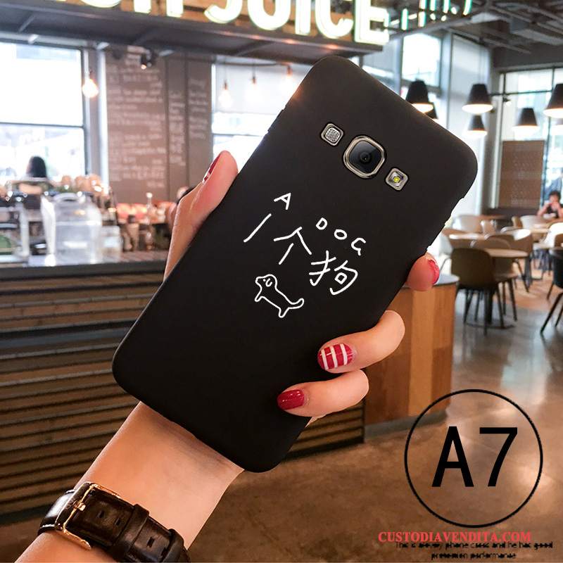 Custodia Samsung Galaxy A7 2015 Silicone Tutto Incluso Morbido, Cover Samsung Galaxy A7 2015 Cartone Animato Nero Tendenza