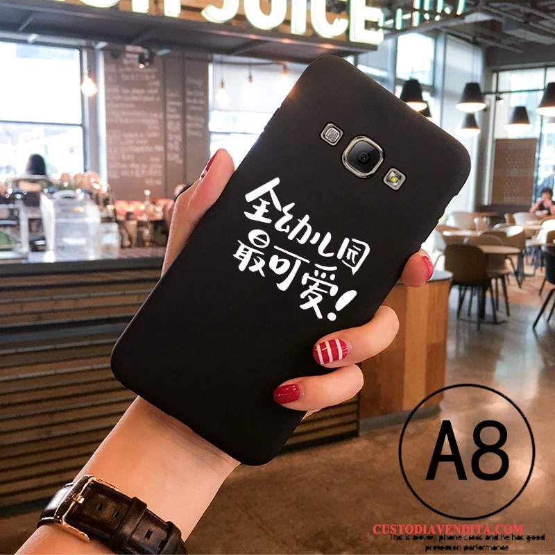 Custodia Samsung Galaxy A7 2015 Silicone Tutto Incluso Morbido, Cover Samsung Galaxy A7 2015 Cartone Animato Nero Tendenza