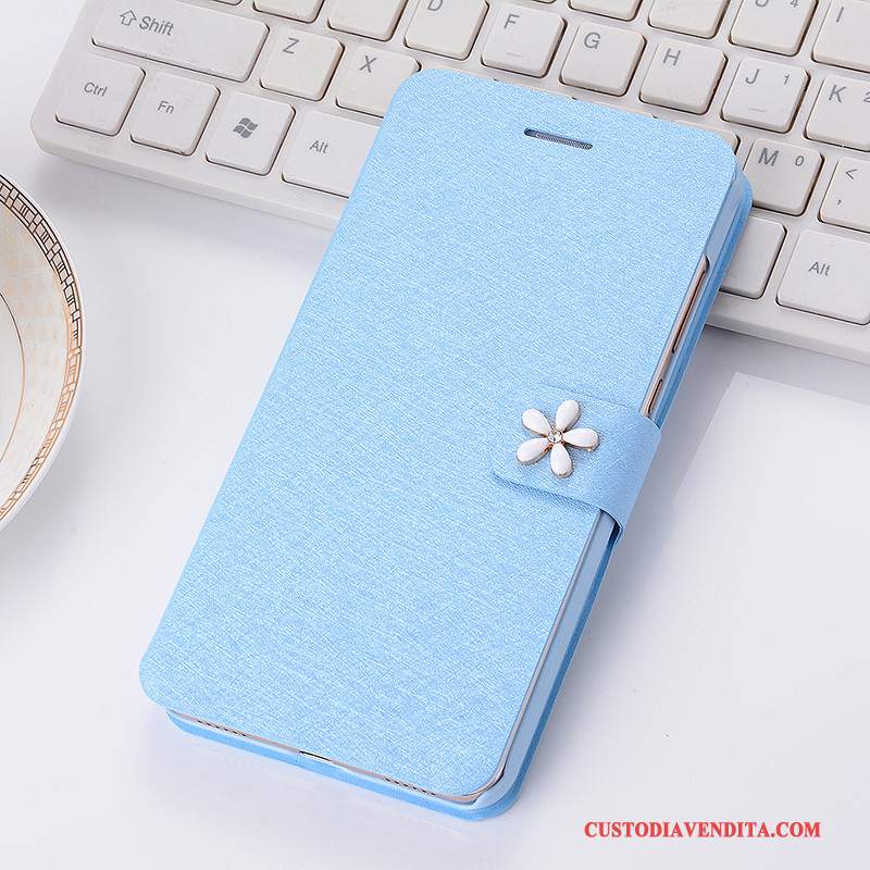 Custodia Samsung Galaxy A7 2016 Folio Telefono Blu Chiaro, Cover Samsung Galaxy A7 2016 Pelle