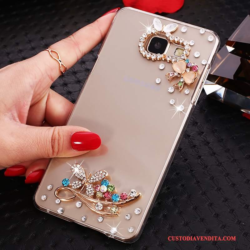 Custodia Samsung Galaxy A7 2016 Strass Orotelefono, Cover Samsung Galaxy A7 2016 Protezione Trasparente Con Strass