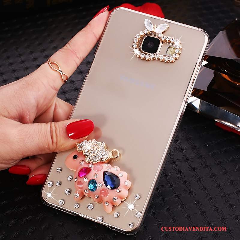 Custodia Samsung Galaxy A7 2016 Strass Orotelefono, Cover Samsung Galaxy A7 2016 Protezione Trasparente Con Strass