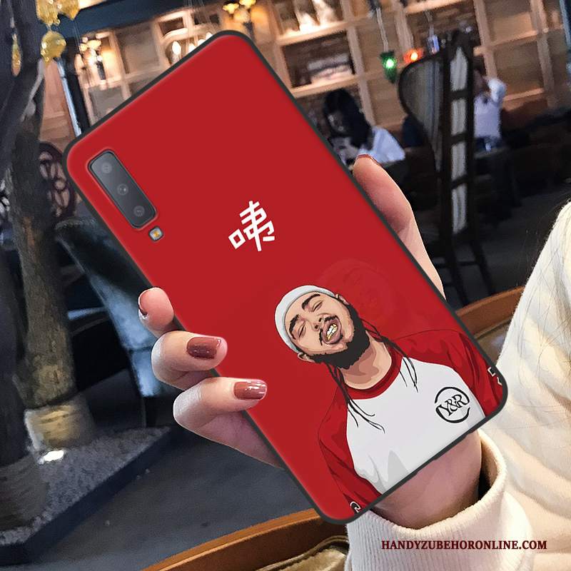 Custodia Samsung Galaxy A7 2018 Cartone Animato Telefono Amanti, Cover Samsung Galaxy A7 2018 Silicone Rosso Di Personalità