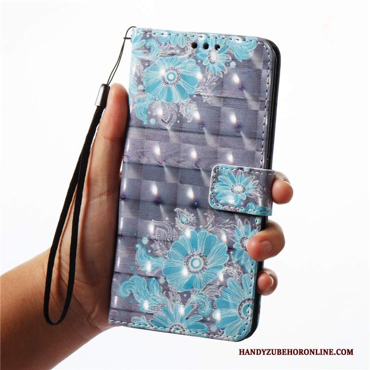 Custodia Samsung Galaxy A7 2018 Folio Anti-cadutatelefono, Cover Samsung Galaxy A7 2018 Pelle Morbido Blu