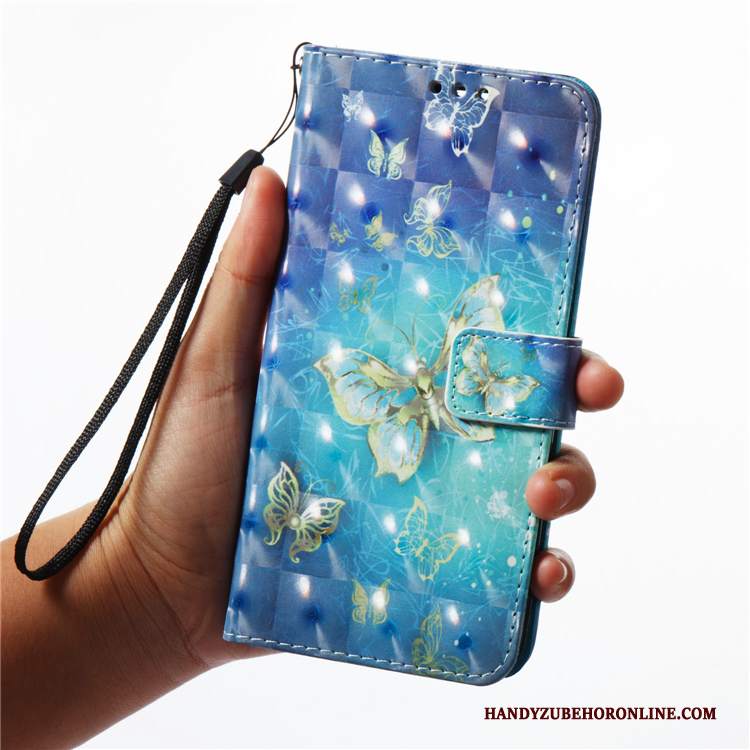 Custodia Samsung Galaxy A7 2018 Folio Anti-cadutatelefono, Cover Samsung Galaxy A7 2018 Pelle Morbido Blu