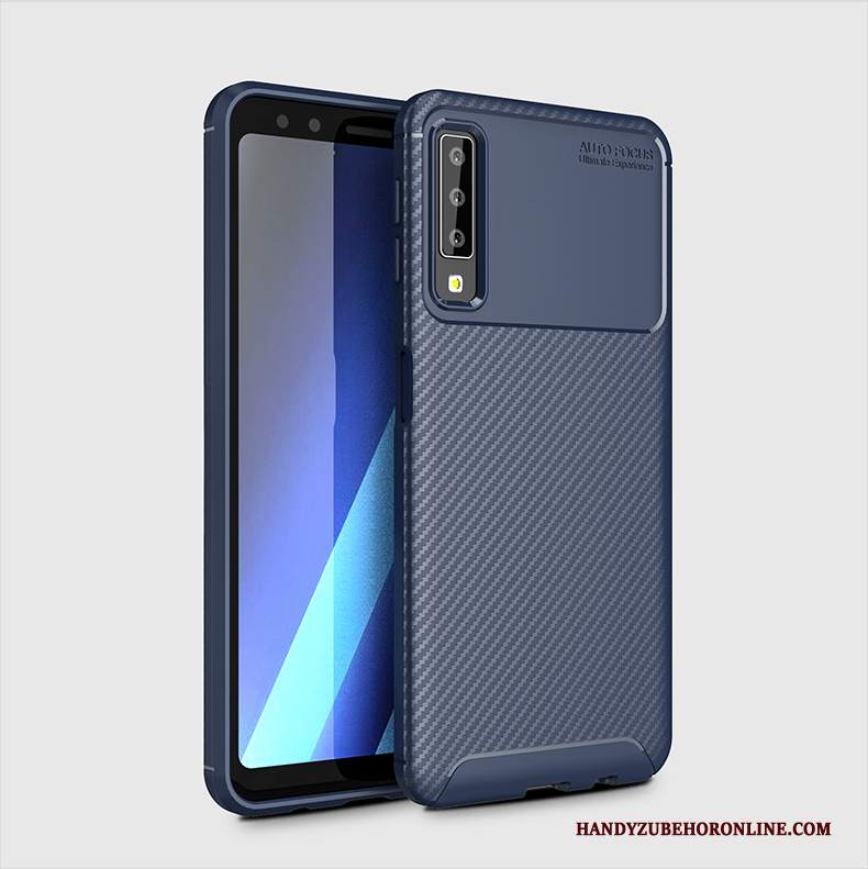 Custodia Samsung Galaxy A7 2018 Silicone Anti-caduta Blu, Cover Samsung Galaxy A7 2018 Protezione Telefono