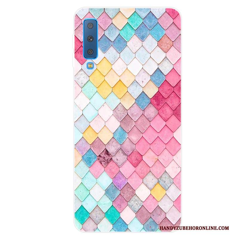 Custodia Samsung Galaxy A7 2018 Silicone Morbido Fresco, Cover Samsung Galaxy A7 2018 Protezione Tutto Incluso Rosa