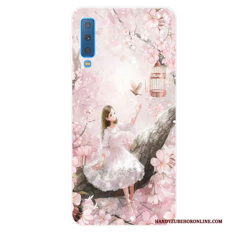 Custodia Samsung Galaxy A7 2018 Silicone Morbido Fresco, Cover Samsung Galaxy A7 2018 Protezione Tutto Incluso Rosa