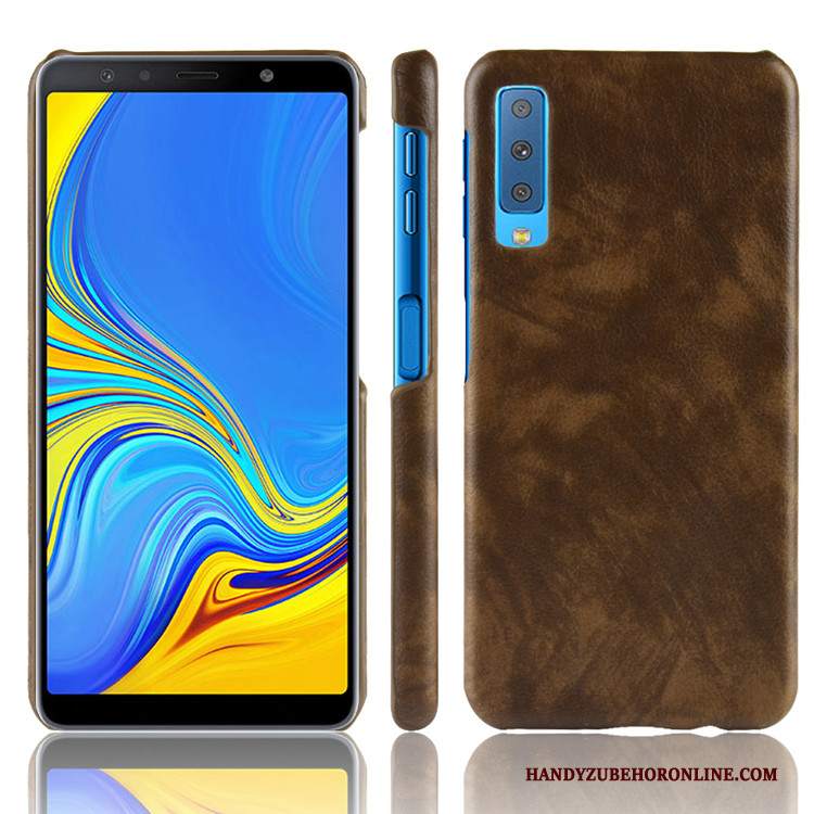 Custodia Samsung Galaxy A7 2018 Vintage Difficile Qualità, Cover Samsung Galaxy A7 2018 Pelle Telefono Modello