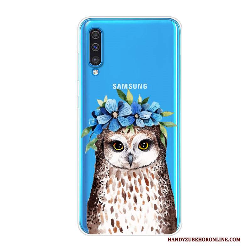 Custodia Samsung Galaxy A70 Cartone Animato Blu Morbido, Cover Samsung Galaxy A70 Protezione Anti-caduta Tendenza