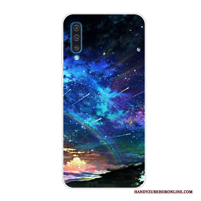 Custodia Samsung Galaxy A70 Cartone Animato Blu Morbido, Cover Samsung Galaxy A70 Protezione Anti-caduta Tendenza