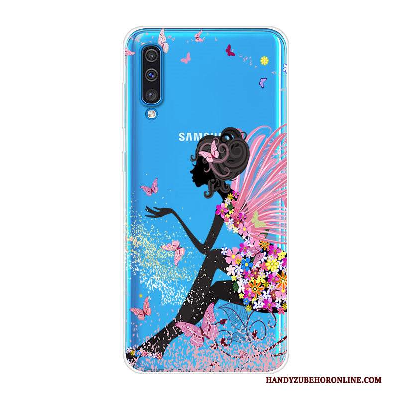 Custodia Samsung Galaxy A70 Cartone Animato Blu Morbido, Cover Samsung Galaxy A70 Protezione Anti-caduta Tendenza