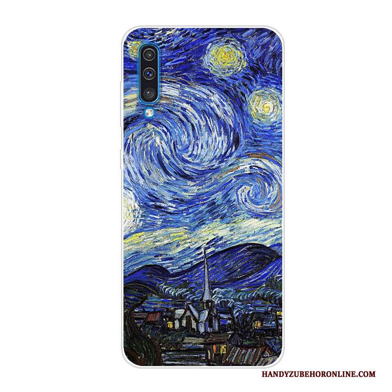 Custodia Samsung Galaxy A70 Cartone Animato Blu Morbido, Cover Samsung Galaxy A70 Protezione Anti-caduta Tendenza