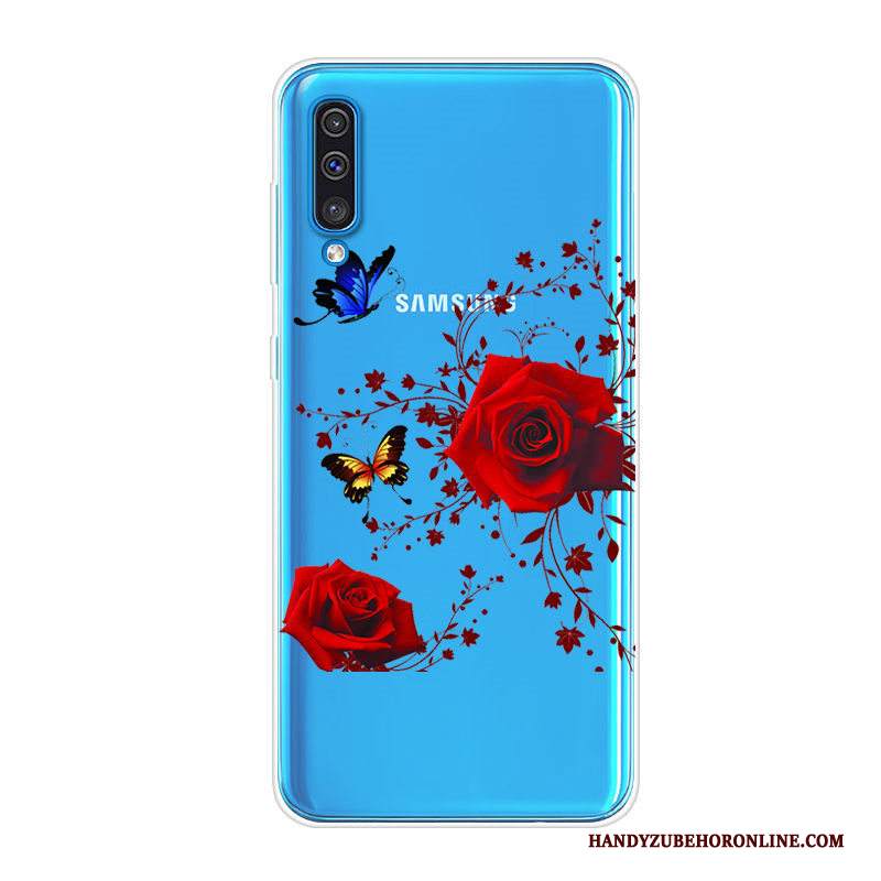 Custodia Samsung Galaxy A70 Cartone Animato Blu Morbido, Cover Samsung Galaxy A70 Protezione Anti-caduta Tendenza